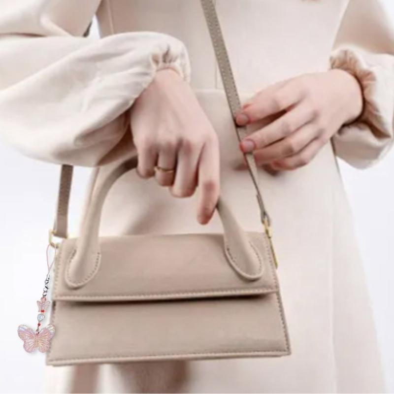 Butterfly Beaded Hanging Pendant Sweet Phone Strap Y2K Bag Decoration Portable Hanging Lanyard Gift for Girls Women