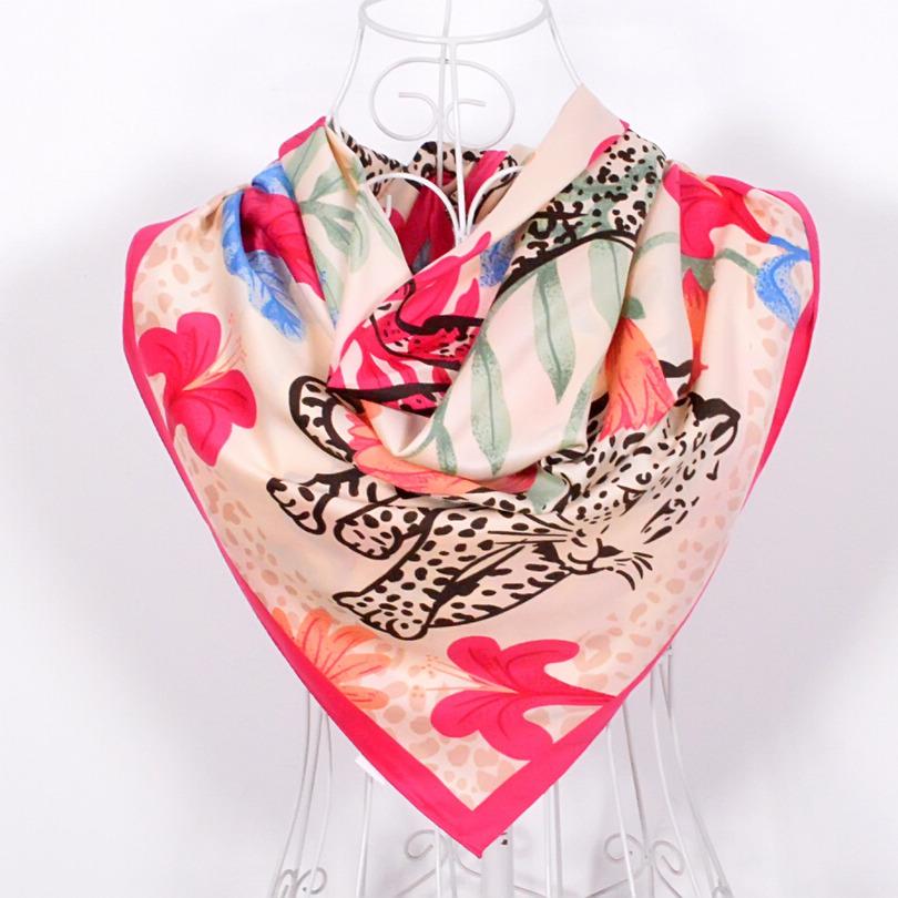 Ladies Daisy Large Square Scarves  New 90*90cm Spring Autumn Matt Satin Scarves Fashion Accessories Navy Blue Silk Scarf