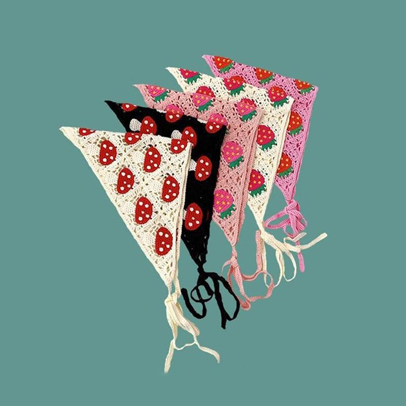 Süßes Niedliches Gestricktes Dreieck Stirnband Französischer Pastoralstil Stirnband Für Frauen Mädchen Kleine Blume Kopftuch Haaraccessoires