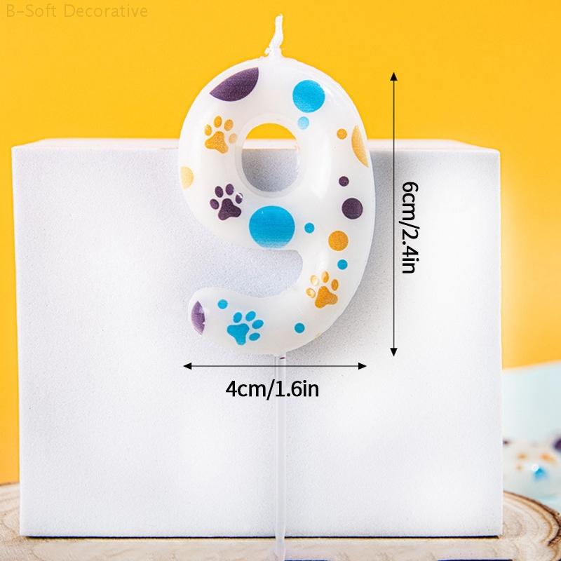 Blue Dog Paw Print Birthday Candles 0-9 Digital Candle Numeral Cupcake Topper Decorations for Pets Kids Birthday Party Supplies