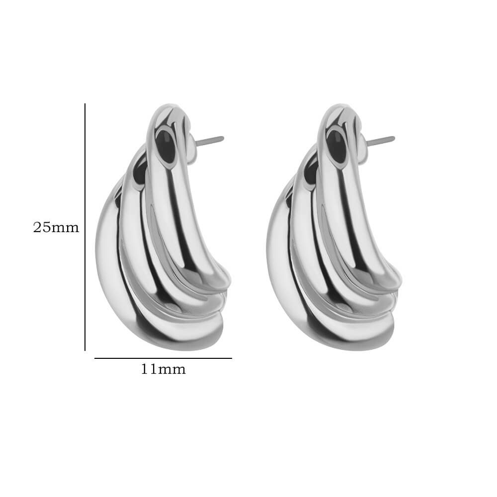 

Fashion Sea Wave C-shaped Three-layer Stainless Steel Earring for Women Gold Color Stud Earrings Wedding Jewelry Accessories stainless steel