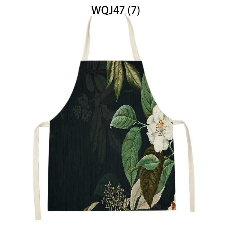 Retro Flowers Linen Kitchen Aprons Floral Printed Cooking Aprons for Women Men Baking Accessories Cleaning Pinafore Delantal