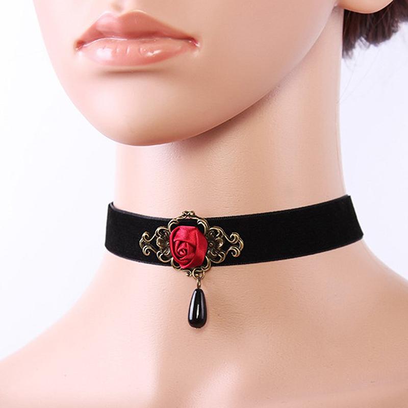 1Pc Elegant Rose Choker Necklace For Women Accessories Gothic Party Jewelry