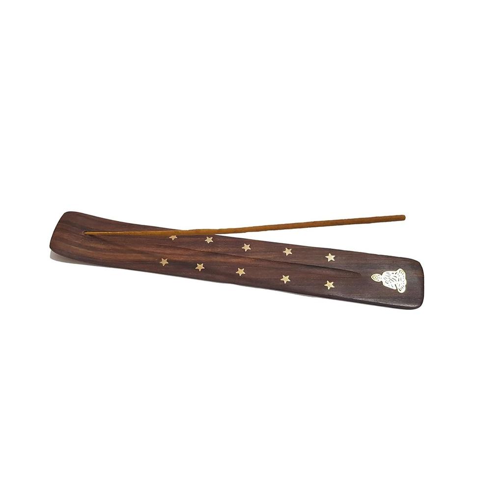 Wood Incense Holder (10 x 1.5 inch, Brown)