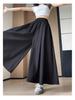 Yamamoto Women's High Waist A-Line Midi Culottes - Summer 2025 Ice Silk Casual Wide Leg Pants