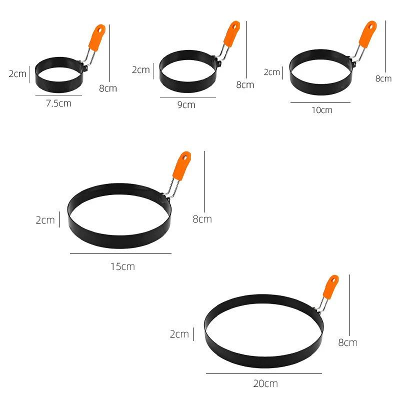 Non-Stick Stainless Steel Fried Egg Ring with Silicone Handle Scrambled Eggs Shaper Mold for Perfect Fried Eggs JDGJ009
