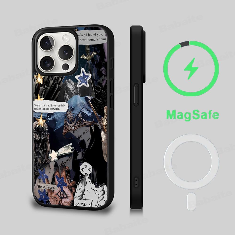 Acotar A Court of Mist and Fury Phone Case Magesafe Magnetic Wireless Charge Case For iPhone 16 11 15 Pro Max Plus Mini