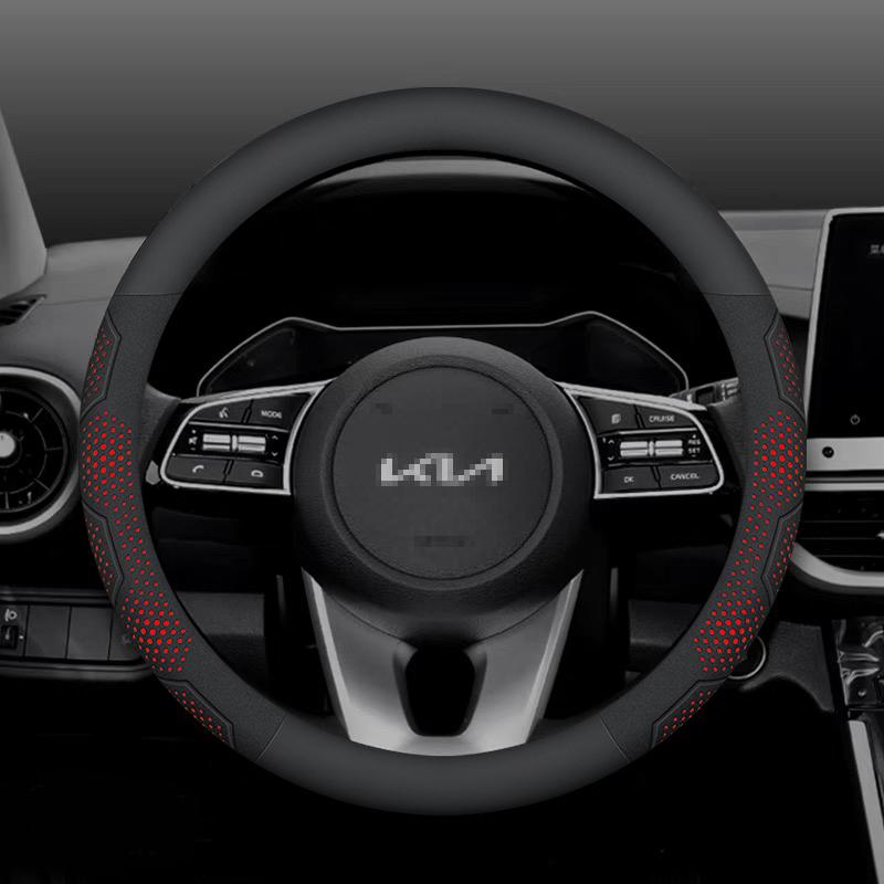 WLCT1 For Kia K5 Sportage Picanto Xceed Rio Cerato Soul Carens Seltos Carbon Fiber Suede Car Steering Wheel Cover Auto Accessories
