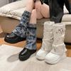 Mid-calf Flat with Modern Boots Winter Round Toe 2024 Hot Sale Women's Shoes Lace-up Low Heel Solid Belt Buckle Women's Boots
