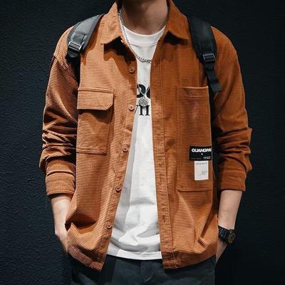 Spring and Autumn Men's Vintage Long Sleeve Cargo Shirt