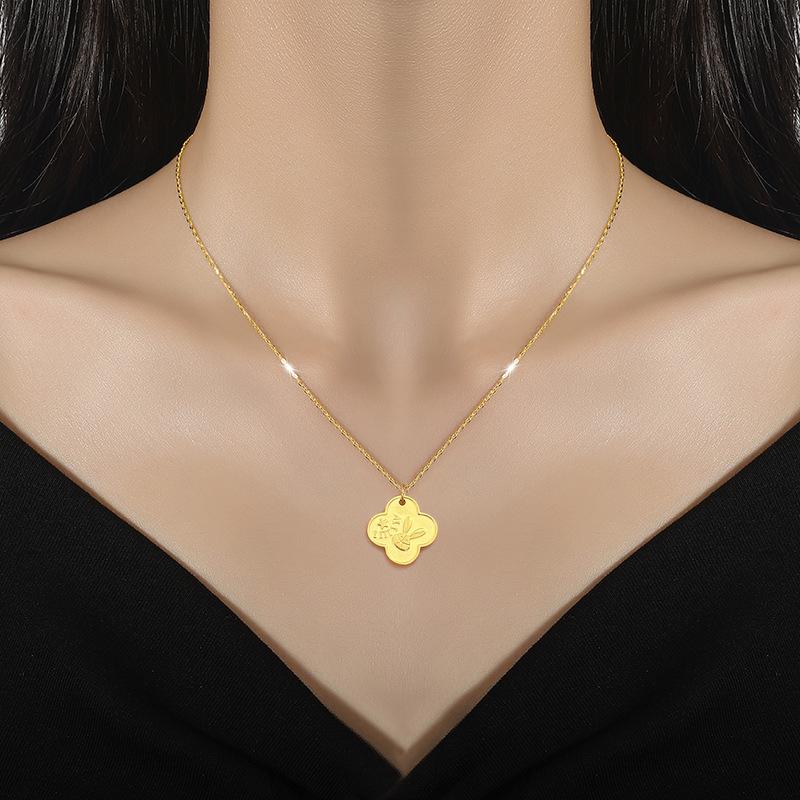 1314 Rabbit Minimalist Wind Furnace Real Gold Necklace Female Collarbone Chain Accessories