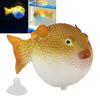 Aquarium Puffer Fish Luminous Simulation Rubber Fish with Suction Cup for Fish  S