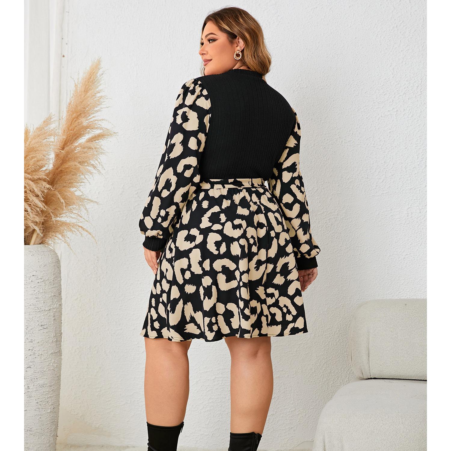 Платье в стиле пэчворк в горошек с завязкой на талии для женщин — фото 4