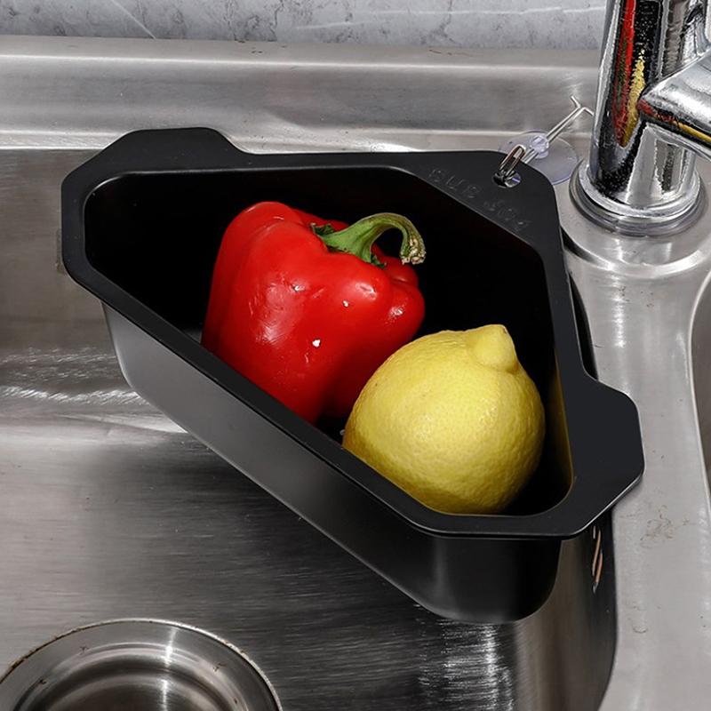 Cesto Escurridor Triangular de Acero Inoxidable Estante Filtro para Fregadero de Cocina Escurridor de Frutas y Verduras Cesto Estante de Almacenamiento Barra con Ventosa
