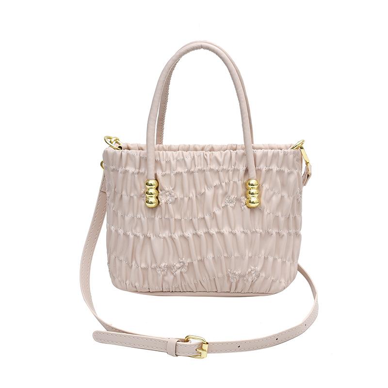 

Fashion popular pleated bag women s new retro portable small square bag versatile shoulder messenger bag One size