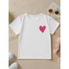 European sizes Summer Fashion Girls' Short-Sleeve T-Shirt with Heart Cartoon Pattern Double-Sided Print, Casual and Versatile Top