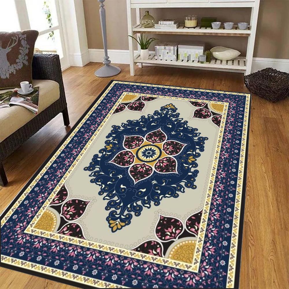 American Retro Living Room Decor Carpet Boho Bedside Rugs for Bedroom Large Area Non-Slip Mat Washable Lounge Rug Tapis