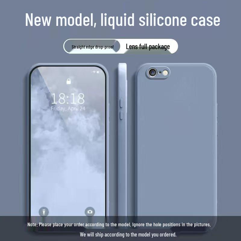 

Apple 6s Plus Liquid Silicone Case, Full Coverage Drop Protection, Solid Color, Skin-Friendly Style iPhone 6s Plus шифер серый