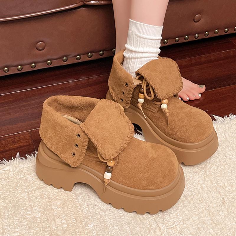

Fashion Flats Platform Women Ankle Boots Suede Dress Designer Shoes Casual Cozy Sport Boots 2025 Winter Fashion Chelsea Botas Para Mujer 40