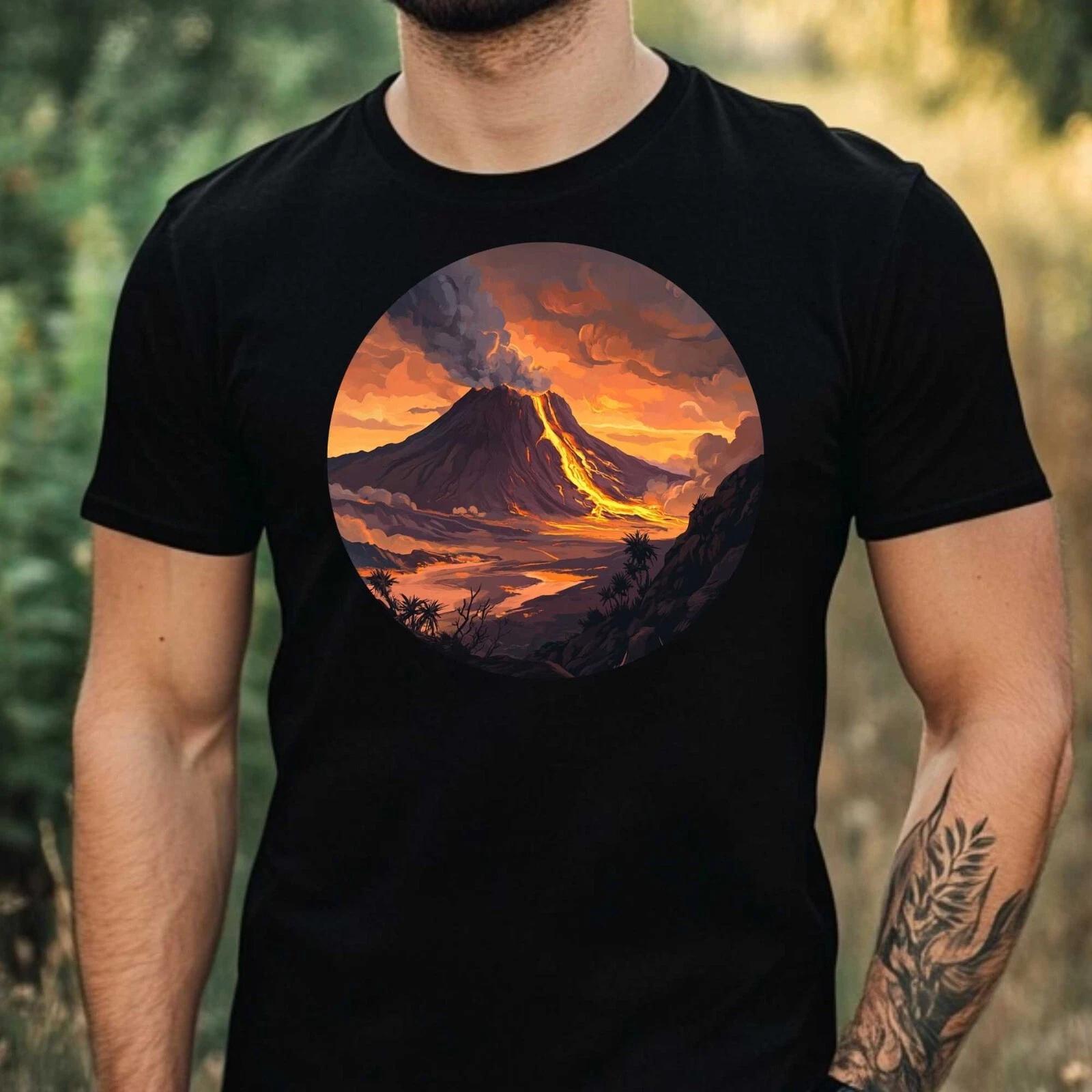 T-Shirt Herren Vulkan Landschaft Motiv Baumwolle Größe XS bis 5XL S