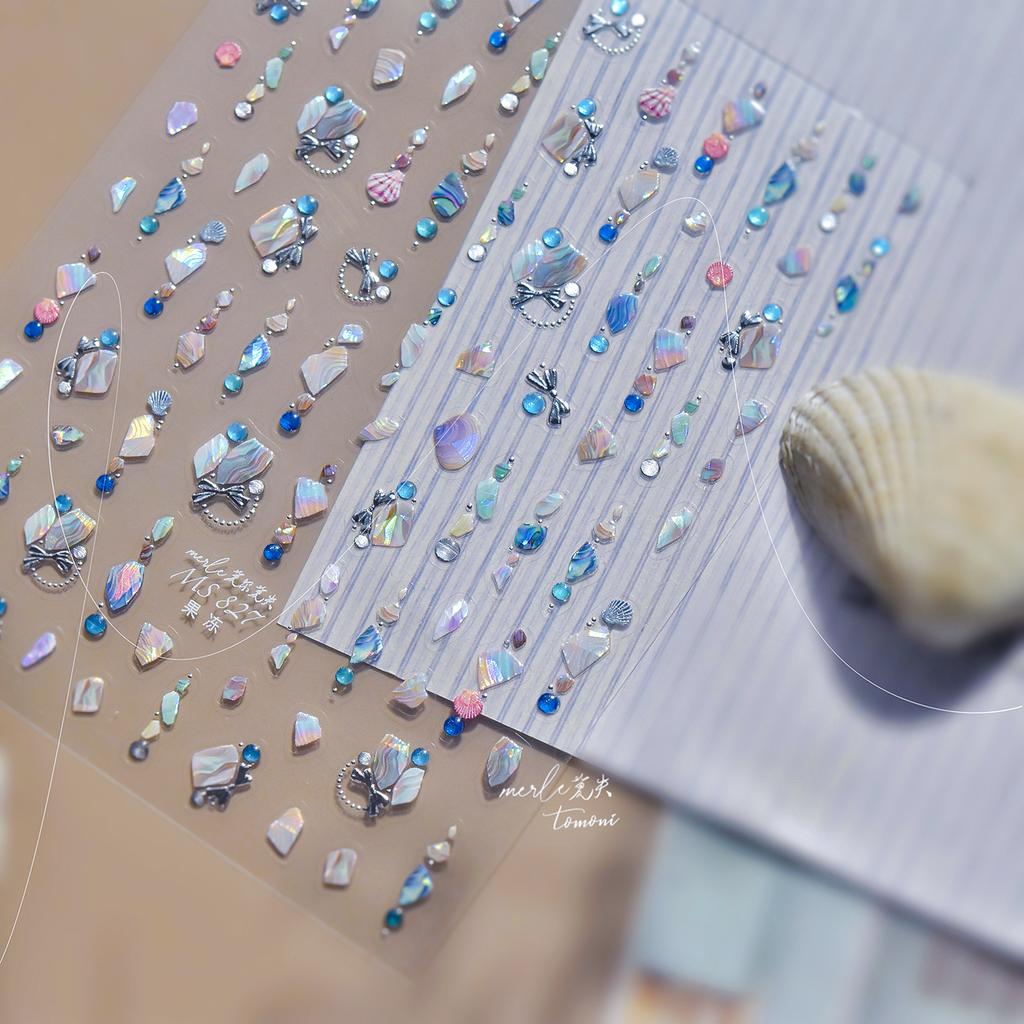Shiny Blowing Bubble Nail Decorations Stickers 5D Shell Light Love Cat Bubble Transfer Slider Sticker DIY Manicure Decals