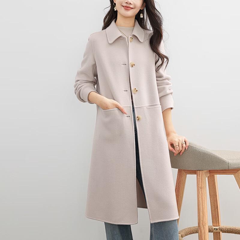 Fanzhen 100% Wool Mid-length Double-sided Wool Coat for Women