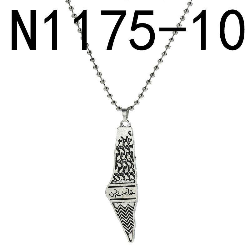 Jewish Israel Country Map Stainless Steel Gold Color Pendant Necklace For Men Women Arabic Choker Chain Amulet Jewelry Gift
