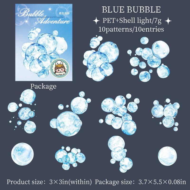 10 pcs Kawaii Stationery Colorful Bubble Themed Sticker for Scrapbooking Supplies Journal Materials Collage Decorative Stickers
