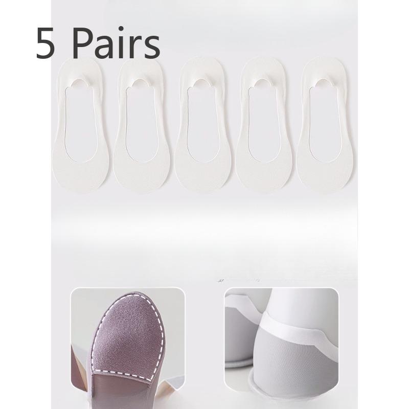 

5 пар женских летних тонких хлопковых носков-протекторов для стопы, нескользящих, из ледяного шелка, невидимых носков с мелким вырезом 5 Pairs