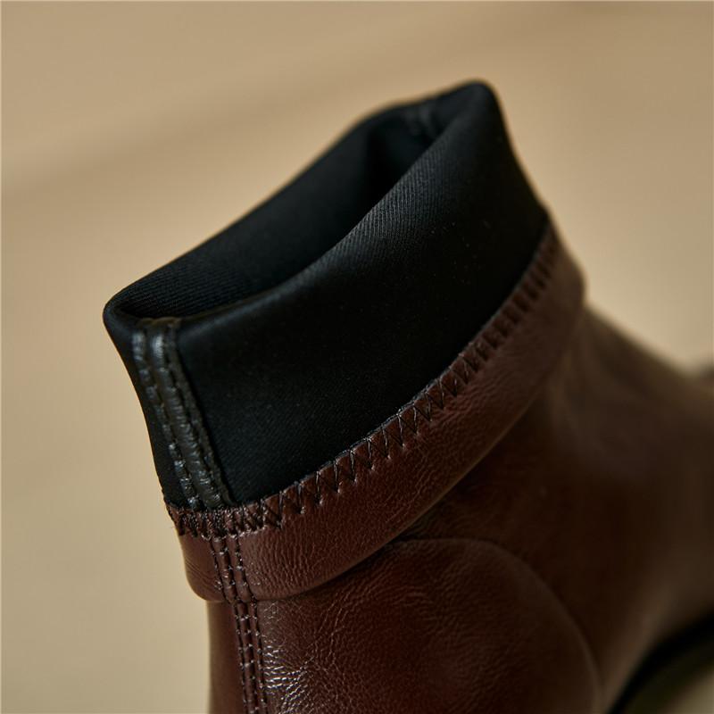 Women's Low-heeled Short Boots Autumn and Winter New Comfortable and Versatile Solid-color Thick-heeled Large-size Simple Short Boots