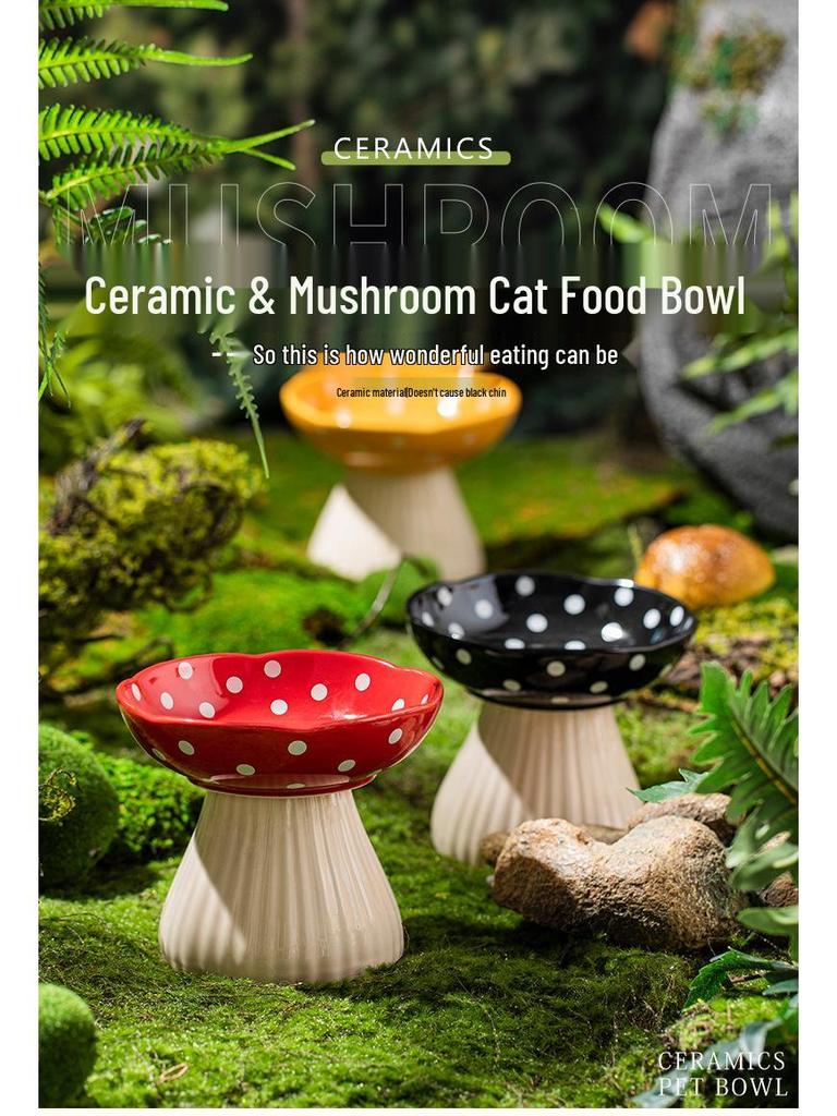 Ceramic Elevated Cat & Dog Bowl - Anti-Tip Design for Cervical Spine Protection - Food & Water Bowl