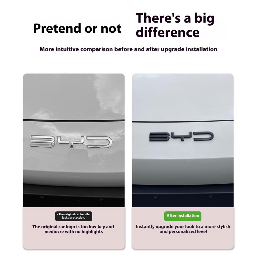 For BYD Seagull Black Car Front Emblem Modification Black Warrior Car Badge Covering Styles Logo