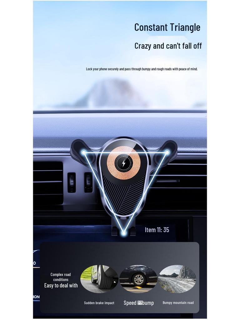 360° Rotating Wireless Charging Car Phone Mount for Air Vent & Dashboard.