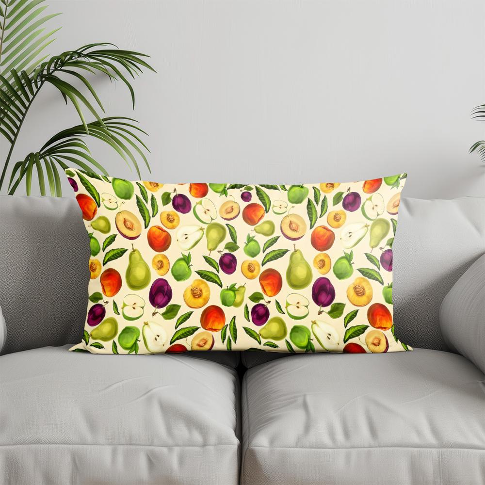 Home Decor Fresh Vegetable Pattern Cushion Suitable For Sofa Bedroom Car Pillow Cover Cushion Rectangular Back Cushion