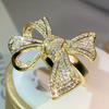 CopperExquisite Birthday Bow Fashion Jewelry Yellow Gold Bow Ring and White Zircon Ring Ladies Party Jewelry