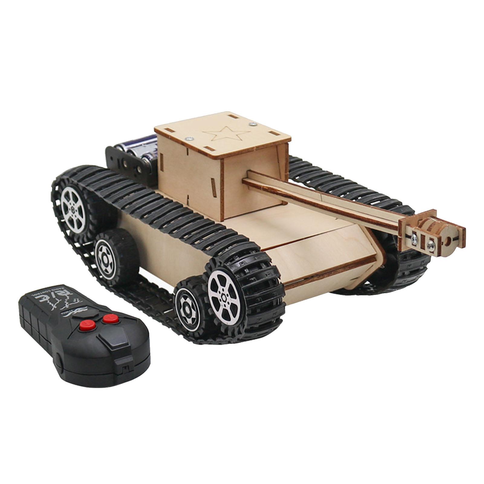 

Wooden Puzzle Model Car Kit Electric 2 Way Science and Technology Simulation Tank with Remote Control