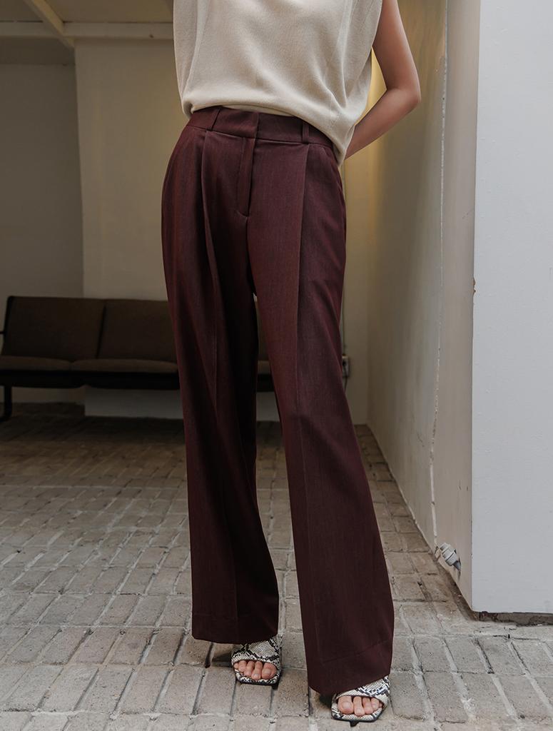 Memua Slub One-Pleat Wide Slacks