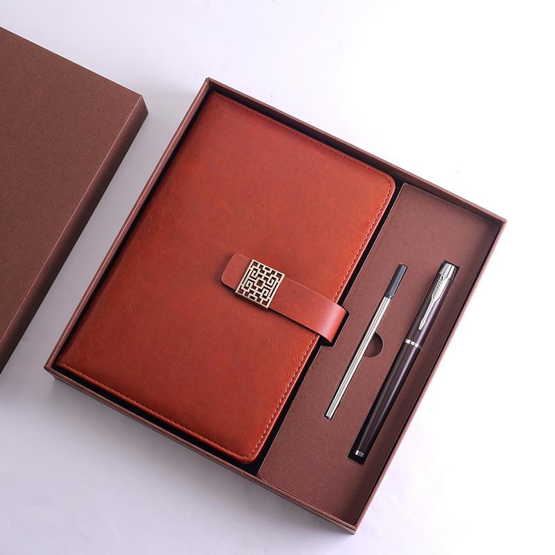 (Gratis gravering av logotyp) A5 kontorsanteckningsbok med presentförpackning, studentdagbok, handbok med spänne, mötesprotokollbok, ämnesanteckningsbok