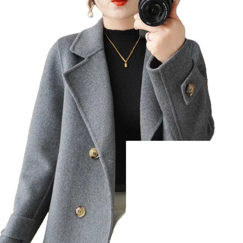 Women's Woolen Suit Collar Coat - Short, Thick, Loose Fit for Autumn/Winter