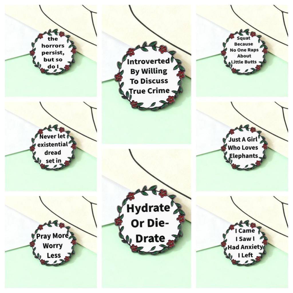 Beautiful Reasons Wreath Brooch: Inspirational Quotes Badge for Positivity
