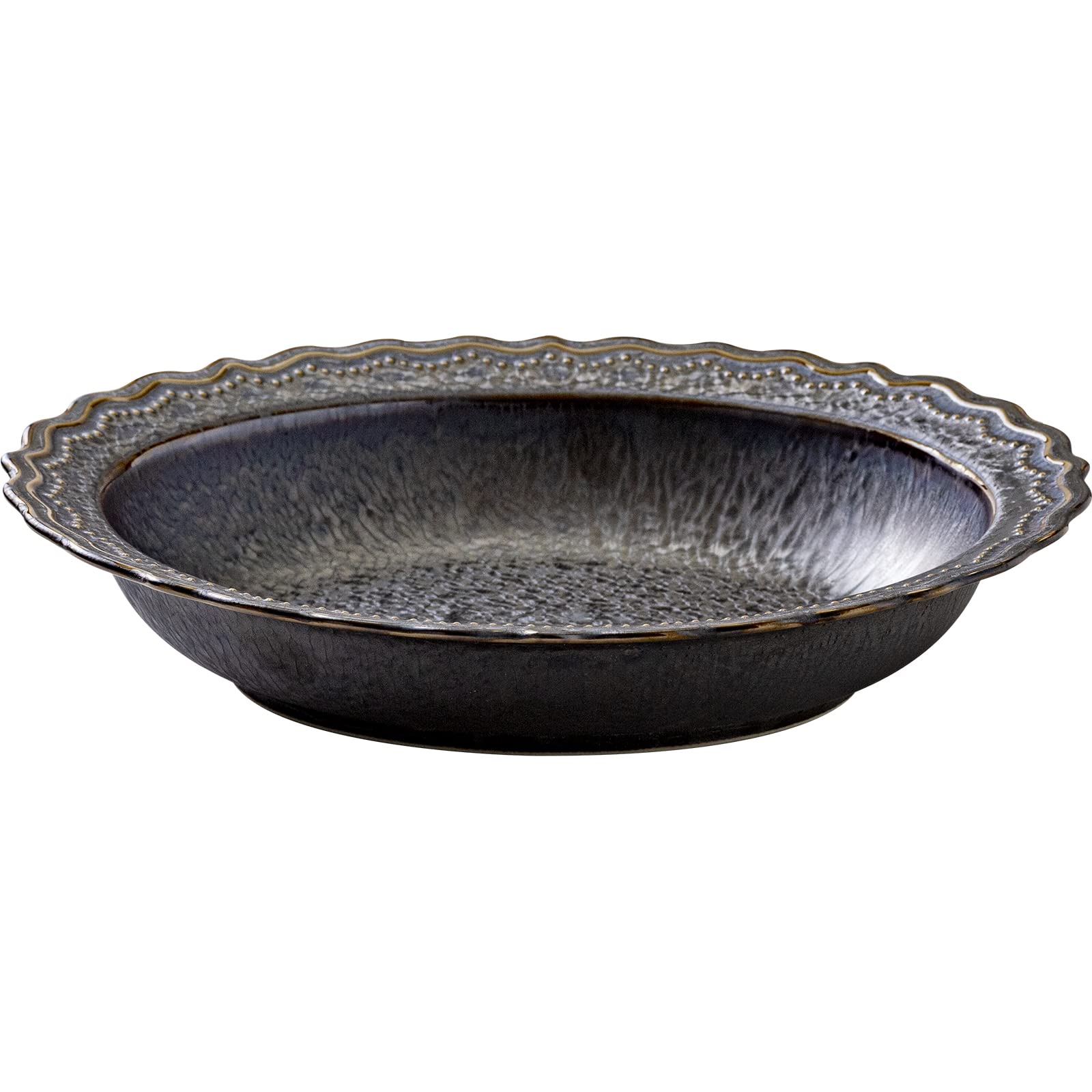 

Minoru Pottery Mino Ware omnis 240 Oval Deep Plate KURO