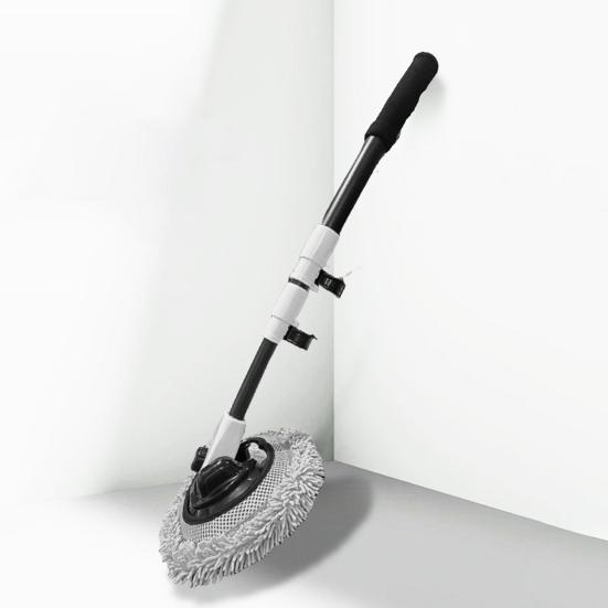 3-Section Telescopic Car Wash Mop Bendable Handle Car Wash Brush with Chenille & Microfiber Head Scratch-Free Cleaning Tool for Auto Motorcycle