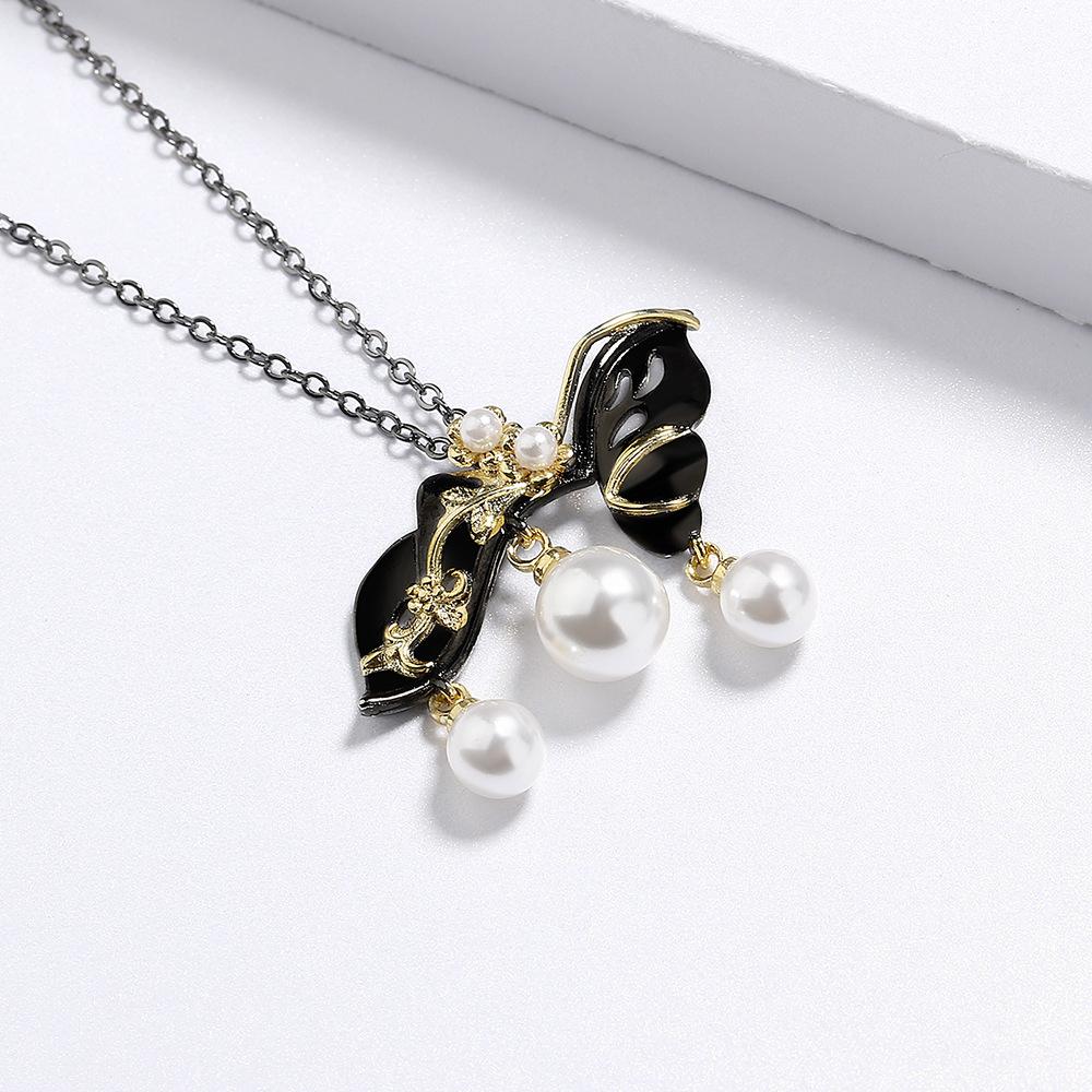 

Элегантное двухцветное женское ожерелье из черного золота, высококачественный кисточный жемчужный кулон, новое ожерелье для вечеринки