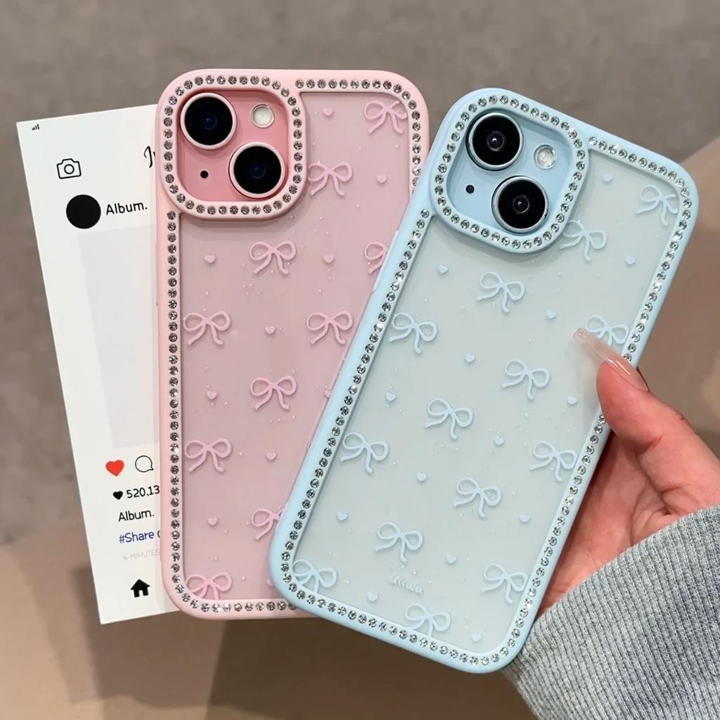Ins Love Bow Applicable To Apple 16 Mobile Phone Case IPhone 15 Protective Case 14 Star Diamond Case 13 Anti Fall 12