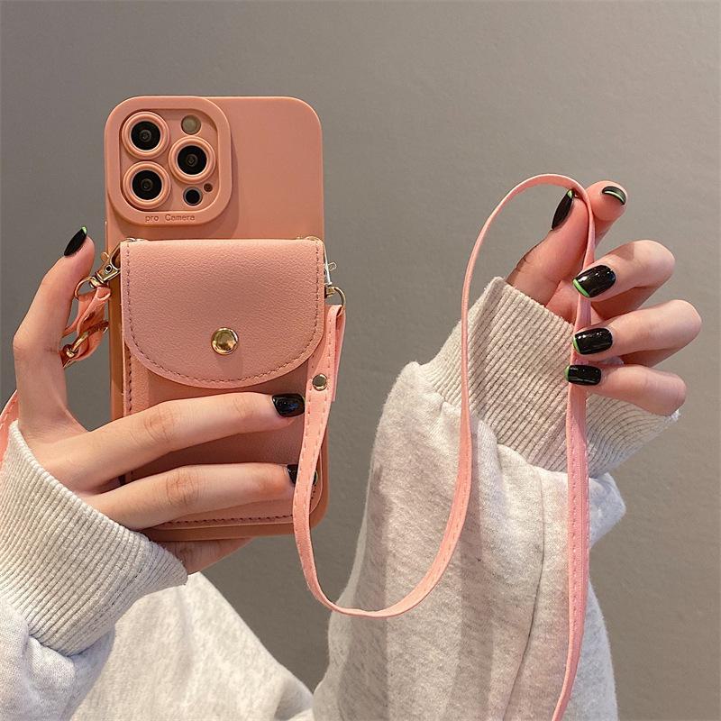 "Anti-Fall Crossbody Lanyard Case with Card Holder for iPhone 13 Pro Max and iPhone 12"