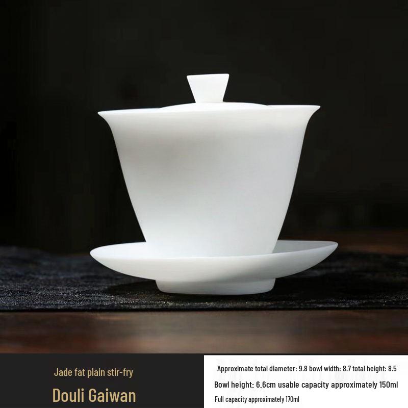 Dehua White Porcelain Gaiwan: Thin Body Sancai Tea Bowl for Kung Fu Tea, Large Ceramic Cup for Home Brewing
