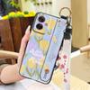 Soft case Wrist Strap Phone Case For MOTO G55 5G Oil Painting Flower Phone Holder Anti-dust Shockproof Lanyard Kickstand