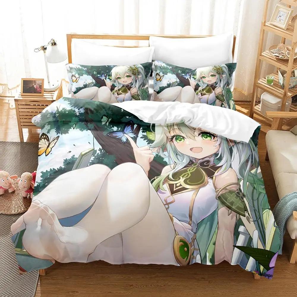 New Game Nahida Genshin Impact Bedding Set Soft Comforter Cover With 1/2pcs Pillow Shams For Kids Adults Microfiber Quilt Cover