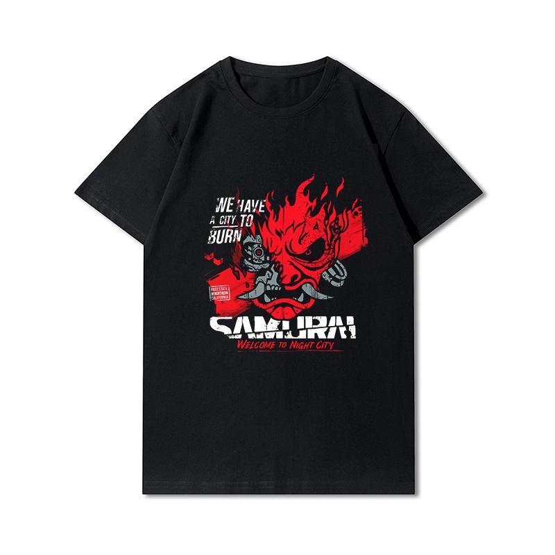 Tricouri 100% bumbac de vară pentru bărbați Vintage Samurai Retro Japanese Gaming 2077 Art Gam Printed Casual Top Tricouri