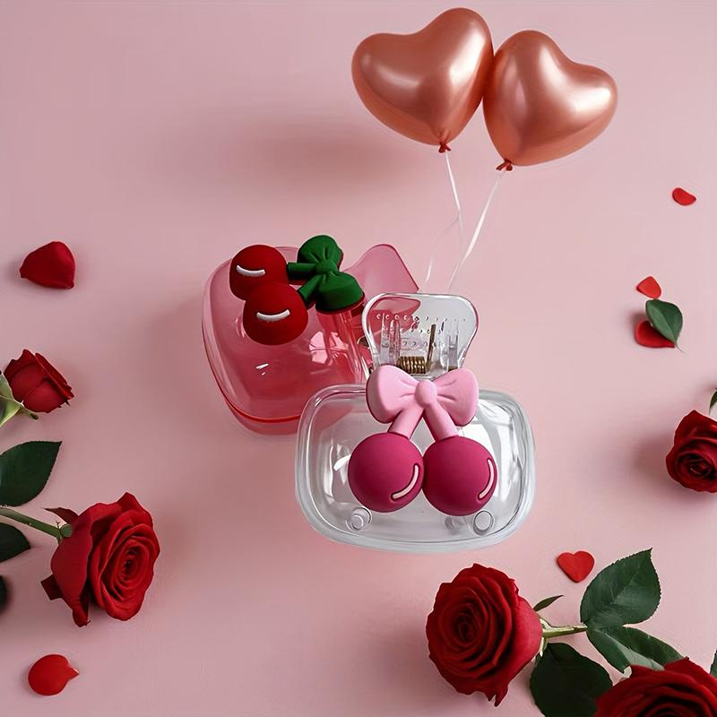 Cute Cherry Design Toothbrush Holder Dual Holes Drainage Ventilation Toothbrush Head Protection Bathroom Organizer